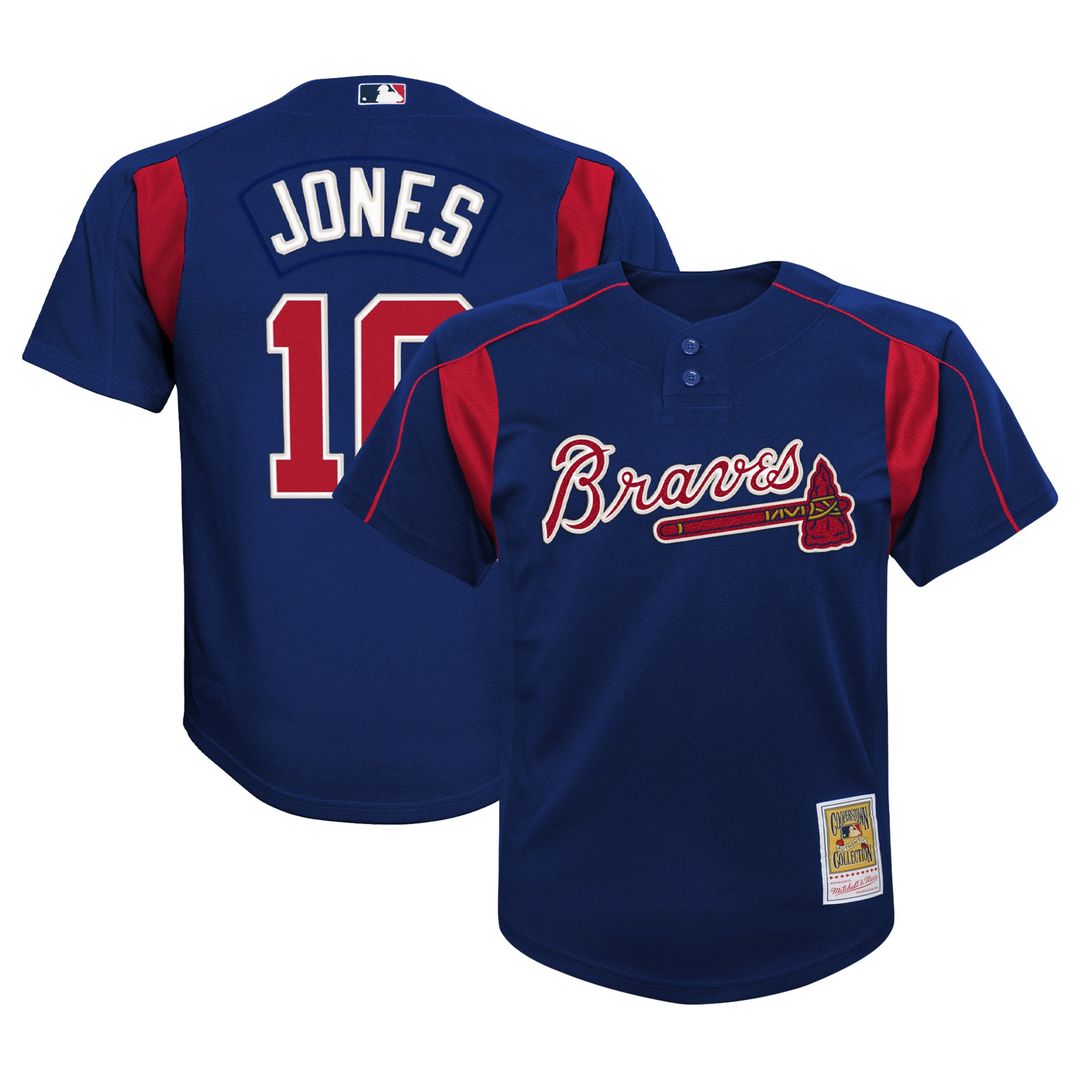 Chipper Jones Atlanta Braves Mitchell & Ness Youth Cooperstown Collection Mesh Batting Practice Jersey - Navy